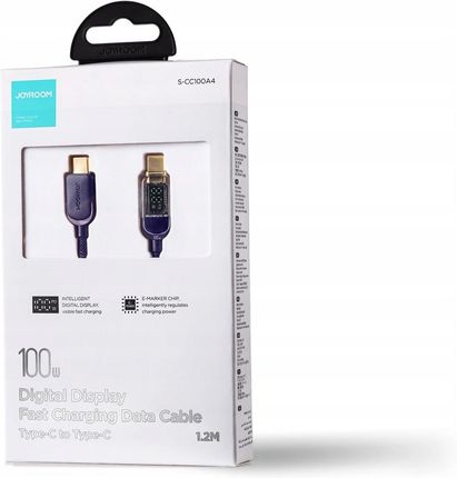 Joyroom A4 Usb C 100W 1 2M Z Wyświetlaczem Niebieski - zdjęcie 2