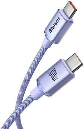 Baseus Cajy000705 Usb C Pd Qc 100W 5A 2M Fioletowy - zdjęcie 4