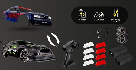 Overmax Samochód Do Driftu Zdalnie Sterowany 4X4 Led 20Km H 40Min Koła Zapasowe Tor - zdjęcie 4