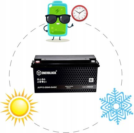 Enerblock 4Xakumulator Lifepo4 12V 200Ah Litowy Bms Do Kampera Fotowoltaiki Ups Łodzi JLFP12200BASIC - zdjęcie 2