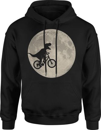 Dinozaur Księżyc Rower T-rex Dino Męska bluza z kapturem (XXL, Czerwony) - zdjęcie 2