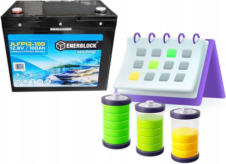 Enerblock Lifepo4 100Ah Akumulator Litowy Do Jachtu Łodzi Motorowej Motorówki 12V+Bms JLFP12100MARINE - zdjęcie 6