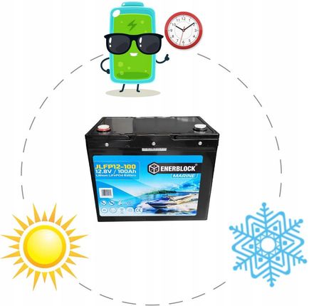 Enerblock Akumulator Lifepo4 Litowy Do Jachtu Łodzi Motorowej Motorówki 100Ah +Bms X4 JLFP12100MARINE - zdjęcie 3