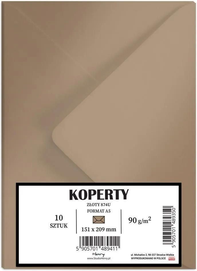 Zdjęcie Koperty A5 Złote 10Szt. - Pełczyce