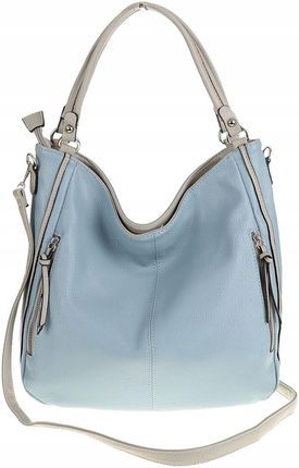 HERNAN Włoska Elegancka Torebka Damska Listonoszka Worek HB0379 L.Blue - zdjęcie 3