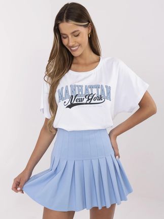 Biały damski t-shirt oversize z napisem - zdjęcie 2
