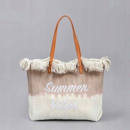 TORBA PLAŻOWA BOHO Z frędzlami brązowa ombre TP14BR - zdjęcie 2