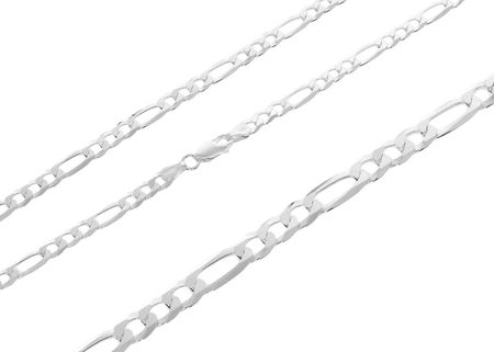 Srebrny łańcuszek nierodowany figaro Próby 925 55 cm - zdjęcie 3