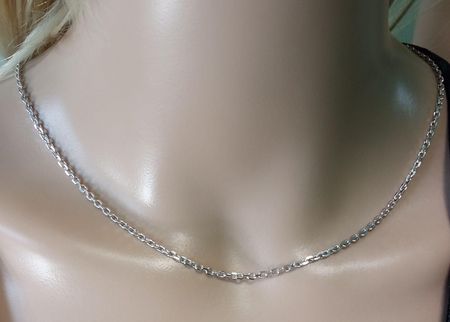 Srebrny łańcuszek rodowany pełny ankier Próby 925 55 cm - zdjęcie 2