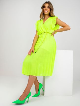 Sukienka Fluo żółty - zdjęcie 2