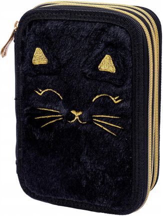 Astrabag Piórnik Szkolny Trzykomorowy Wyposażenie Włochacz Kitty Black - zdjęcie 2