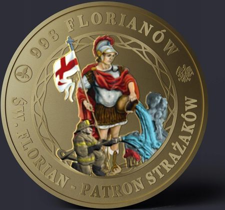 Miedziak Strażaka Św Florian Patynowany 2 X Kolor - zdjęcie 4