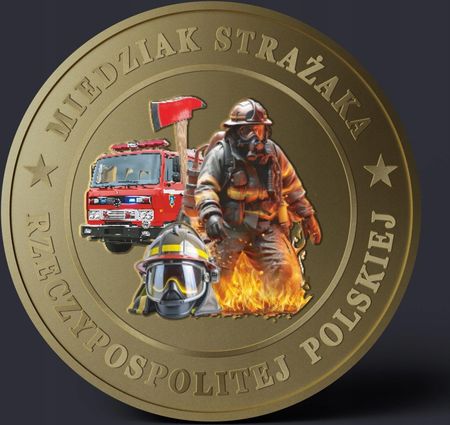 Miedziak Strażaka Św Florian Patynowany Rewers Kolor - zdjęcie 3
