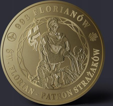 Miedziak Strażaka Św Florian Patynowany Awers Kolor - zdjęcie 2