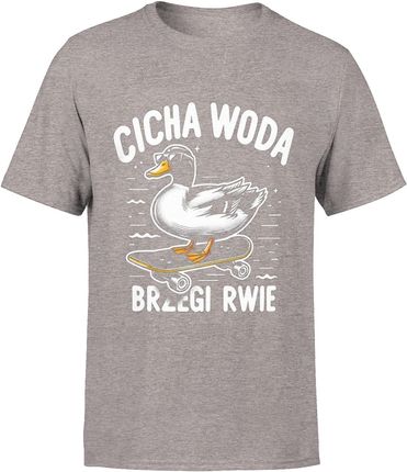 Cicha woda brzegi rwie kaczka na deskorolce Męska koszulka (S, Błękit) - zdjęcie 2