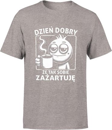 Dzień dobry że tak sobie zażartuję kawa z kawą Męska koszulka (XL, Błękit) - zdjęcie 2