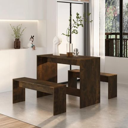 Zakito Zestaw Mebli Jadalnianych Eleganckie Trio Dąb; 102x50x75 cm; 2 Ławki; Trwały I Solidny (Z812969) - zdjęcie 2