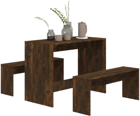 Zakito Zestaw Mebli Jadalnianych Eleganckie Trio Dąb; 102x50x75 cm; 2 Ławki; Trwały I Solidny (Z812969) - zdjęcie 3