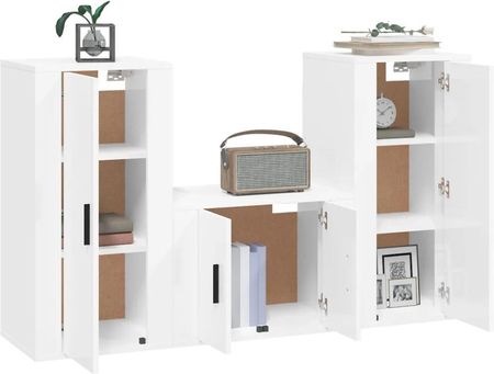 Zakito Home Zestaw Szafek Tv Biały 57X34,5X40 40X34,5X80Cm (ZH3188520) - zdjęcie 3