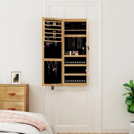 Zakito Europe Szafka na biżuterię z lustrem LED 37,5x10x106cm drewnopochodny (ZE353246) - zdjęcie 2