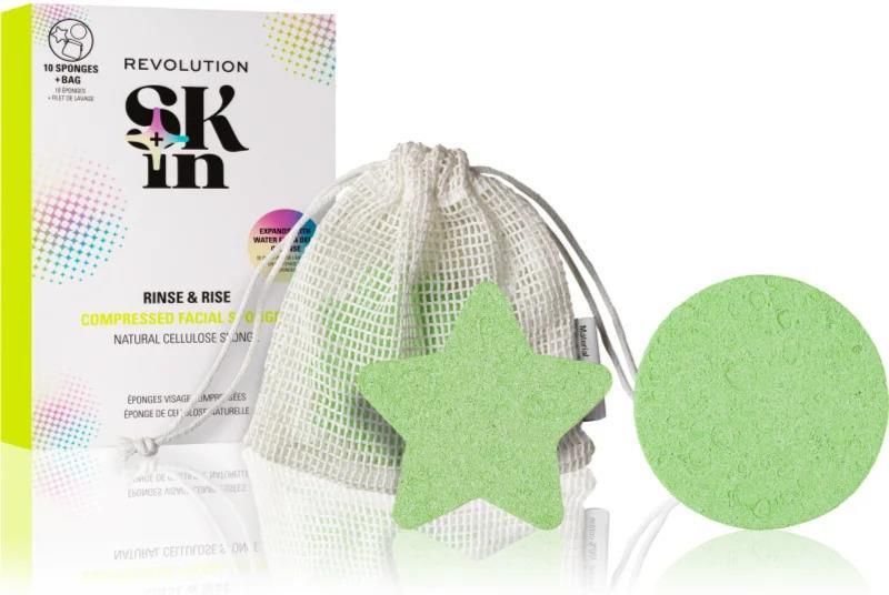 Zdjęcie Revolution Skin Rinse & Rise Compressed Cellulose Facial Sponges Gąbeczka do twarzy 10szt. - Wągrowiec