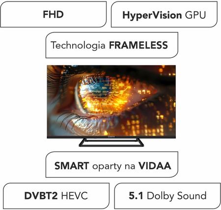 TELEWIZOR 40 cali SMART VIDAA TV LED FHD dekoder S2 DVBT2 H.265/HEVC WIFI USB MANTA 40LFV125E - zdjęcie 4