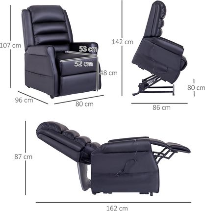 Homcom Fotel Z Funkcją Wspomagania Stania Masujący Odchylania Leżanka Ze Złączem Usb Stojący Pilotem Funkcja Podgrzewania, (700021V90Bk) - zdjęcie 2