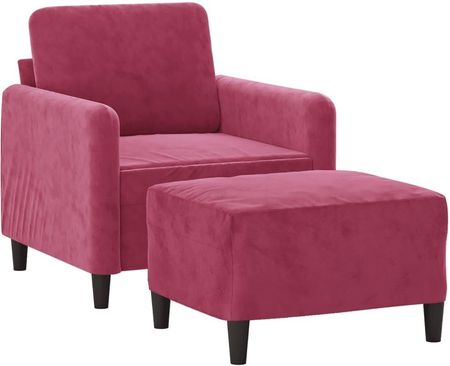 Dkd Home Decor Fotel Z Taboretem Czerwone Wino 60Cm Aksamit (4593201168) - zdjęcie 2