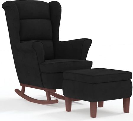 Dkd Home Decor Fotel Bujany I Stołek Z Drewnianymi Nogami Czarnego Aksamitu (4593121236) - zdjęcie 2