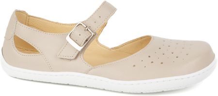 Baleriny ażurowe barefoot damskie Olivier 1284 – skórzane buty z klamerką do codziennych i eleganckich stylizacji beżowe - zdjęcie 2