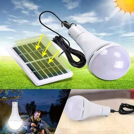 Żarówka Solarna Led 10W Z Panelem Solarnym Kemping Biała - zdjęcie 2