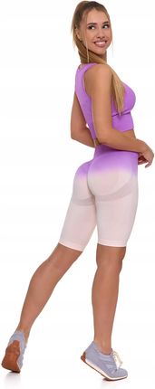 LEGGINSY DAMSKIE Krótkie Kolarki Bezszwowe Push-Up Wysoki Stan MORAJ M - zdjęcie 2