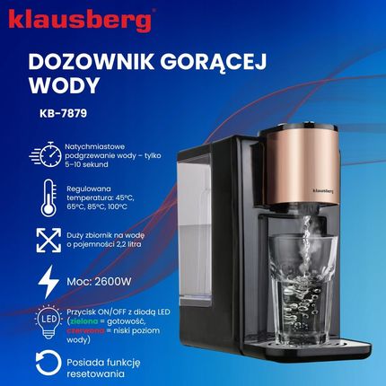 Dystrybutor Gorącej Wody Czajnik Klausberg 2.2L 2600W Ekspres Do Wrzątku - zdjęcie 5