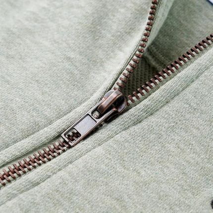 Bluza dziecięca z kapturem i suwakiem, jasne khaki melanż, 140 - zdjęcie 3