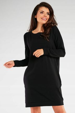Stylowa Sukienka Czarny | PREMIUM JAKOŚĆ Stylowy Sukienka Czarny r.S/M Tren - zdjęcie 4