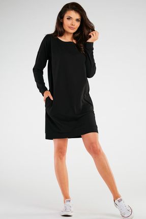 Stylowa Sukienka Czarny | PREMIUM JAKOŚĆ Stylowy Sukienka Czarny r.S/M Tren - zdjęcie 3