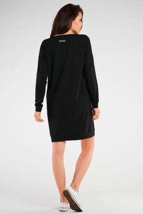 Stylowa Sukienka Czarny | PREMIUM JAKOŚĆ Stylowy Sukienka Czarny r.S/M Tren - zdjęcie 2