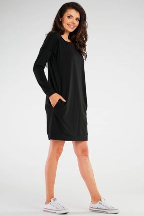 Stylowa Sukienka Czarny | PREMIUM JAKOŚĆ Stylowy Sukienka Czarny r.S/M Tren - zdjęcie 5