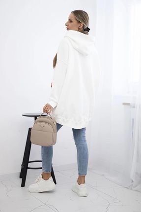 Bluza ocieplana z motywem truskawek ecru - zdjęcie 3