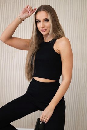 Komplet 3-częściowy moro bluza, top i legginsy czarny + grafitowy - zdjęcie 2
