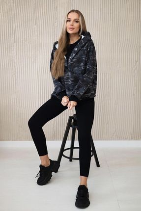 Komplet 3-częściowy moro bluza, top i legginsy czarny + grafitowy - zdjęcie 4