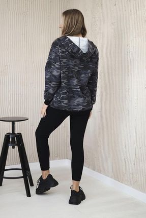 Komplet 3-częściowy moro bluza, top i legginsy czarny + grafitowy - zdjęcie 3