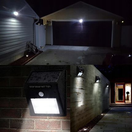 LAMPA SOLARNA LED Z CZUJNIKIEM RUCHU I ZMIERZCHU -20 LEDS KINKIET SOLARNY - zdjęcie 6