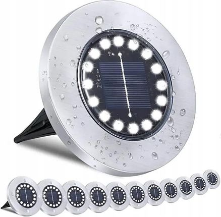 Solarna Lampa Ogrodowa Led Wbijana W Ziemię - Mocna, 16 Led zimna biel 12sz - zdjęcie 5