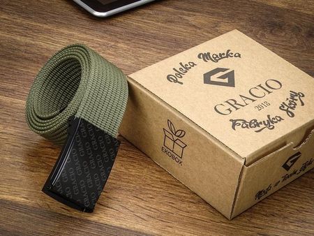 Gracio Pasek Do Spodni Parciany Khaki Klamra Męski Prezent 125Cm - zdjęcie 3