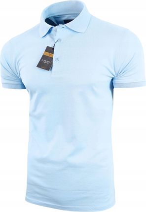 Koszulka polo męska bawełniana Klasyczna polówka Błękitna Lavier r. XL - zdjęcie 6