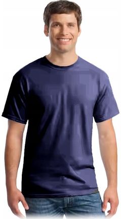T-shirt Męski Granatowy Koszulka Męska Krótki Rękawek Gildan 100% Bawełna - zdjęcie 3