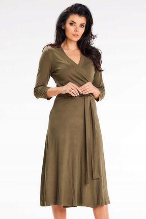 Codzienna Sukienka Khaki | PREMIUM JAKOŚĆ Stylowy Sukienka Khaki r.XL Trend - zdjęcie 2