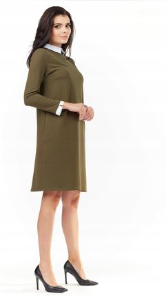 Codzienna Sukienka Khaki | MUST HAVE Praktyczna Sukienka Khaki r.S Wygodna - zdjęcie 2