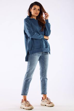 Nowa Bluza Niebieski | UNIWERSALNY STYL Praktyczna Bluza Niebieski Na Codzi - zdjęcie 2